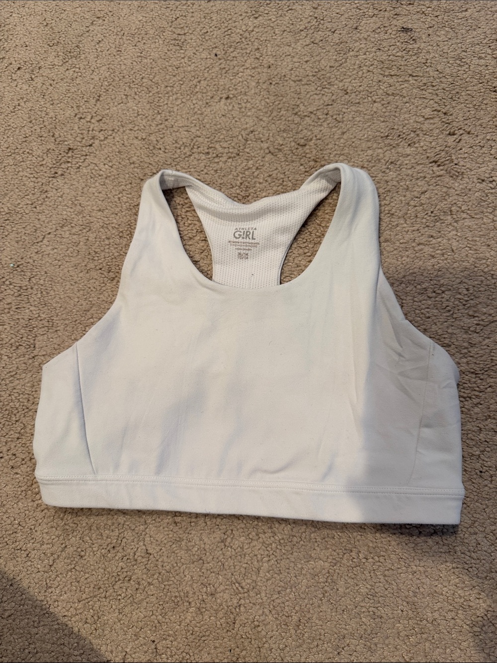 Athleta girl girls White Racerback Sports Bra sz 14 or XL